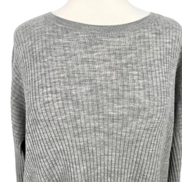 Eileen Fisher Gray Ribbed Wool Blend Sweater Size Medium - Picture 2 of 11
